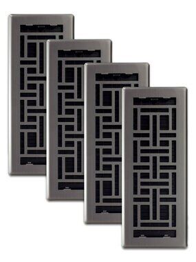 Decor Grates 4-Pack 4x12 Floor Registers Gun Metal Oriental Vent Covers